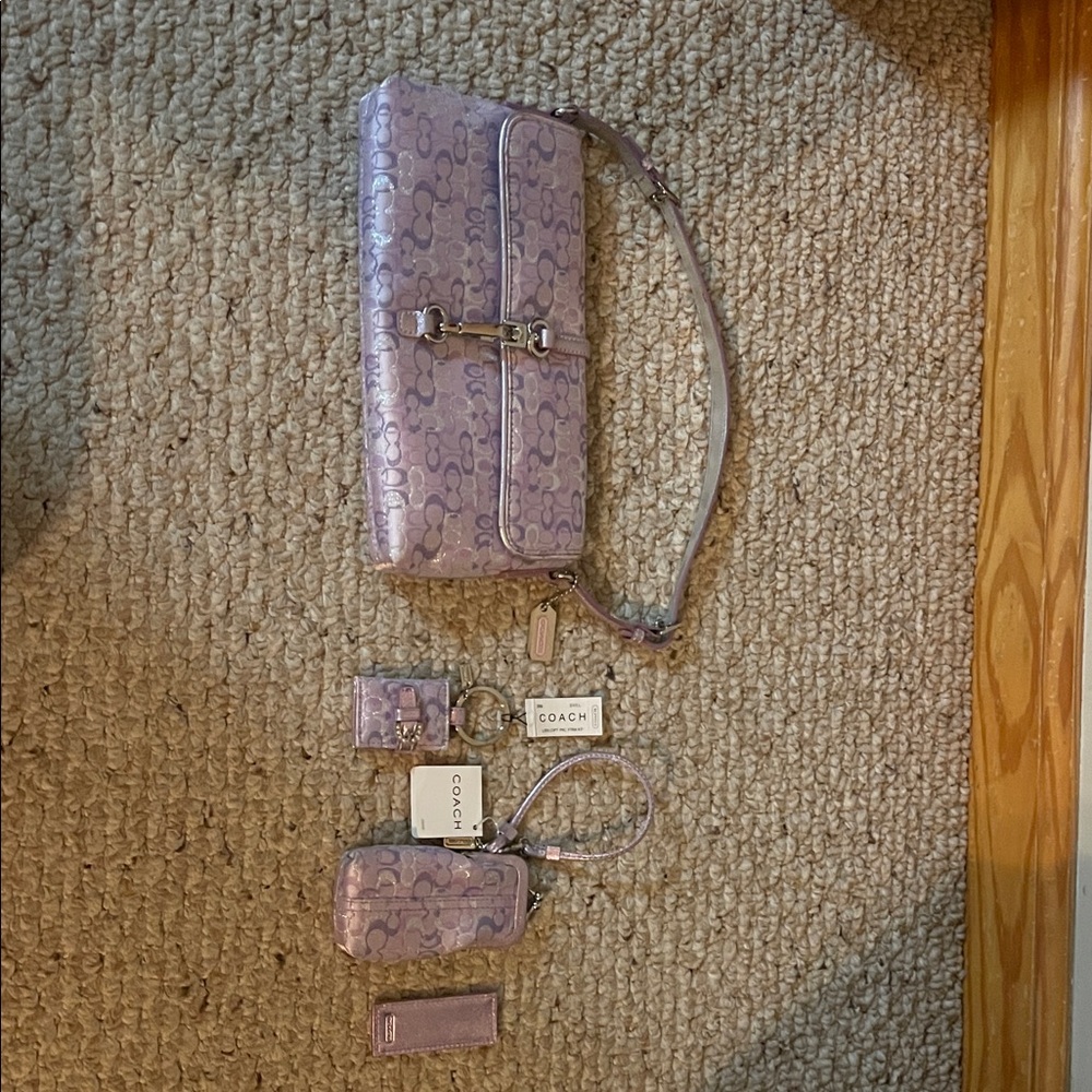 Coach Purple Clutch and Wristlet Set